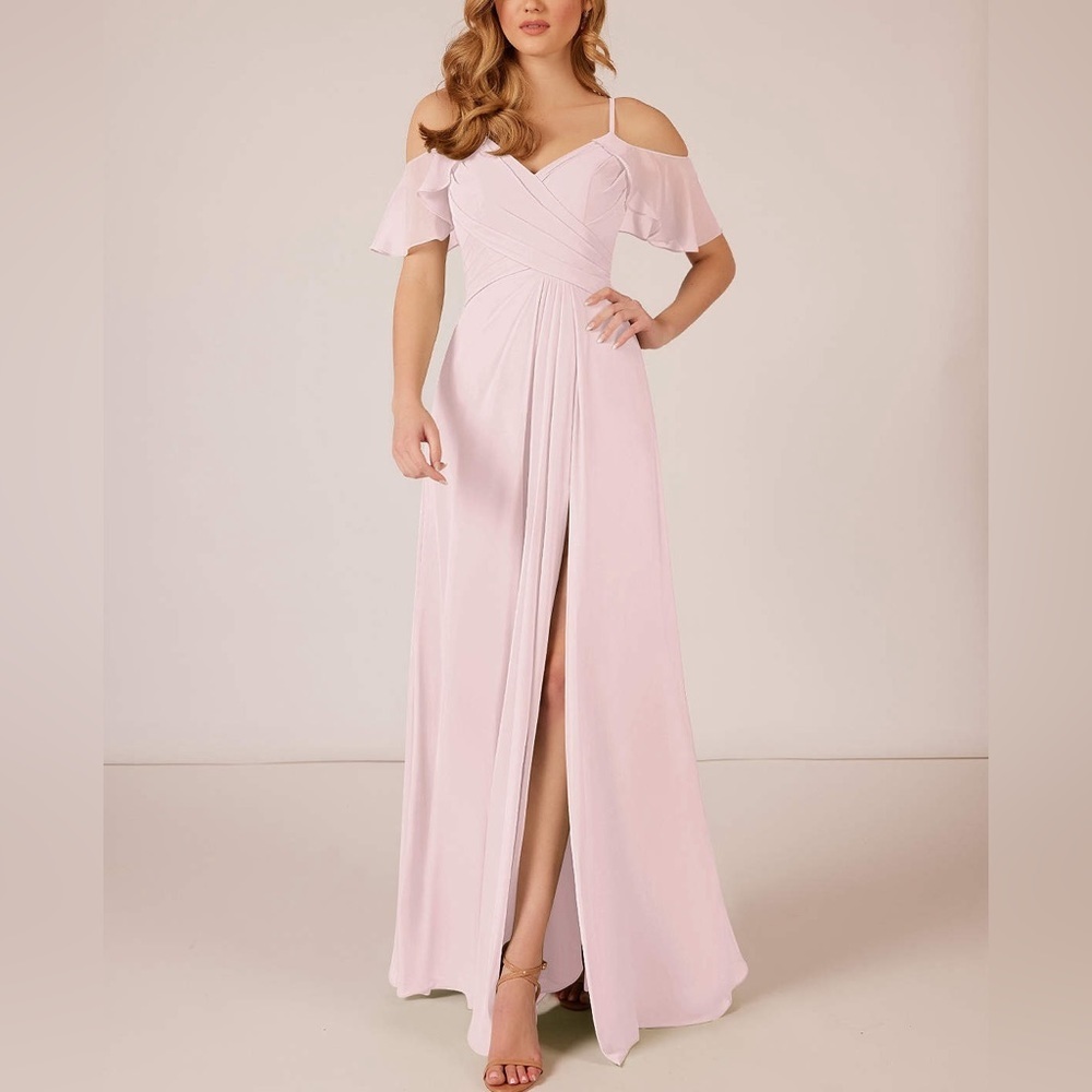 Azazie Dakota  bridesmaid dress in pearl pink